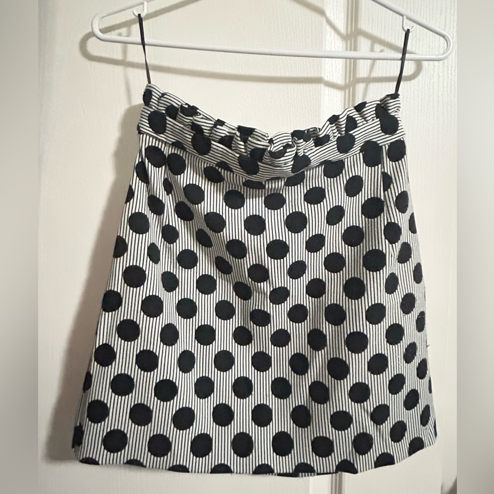 Topshop Black and White Polka Dot Midi Skirt